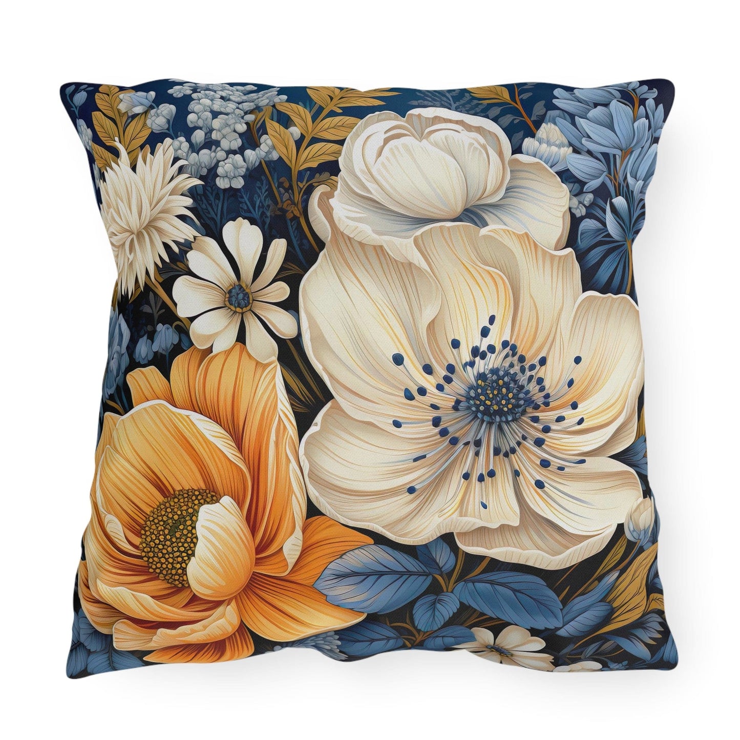 Decorative Indoor/outdoor Pillow - Blue Floral