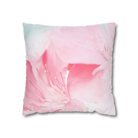 Decorative Throw Pillow Cover - Peaceful Pink Flower Bloom