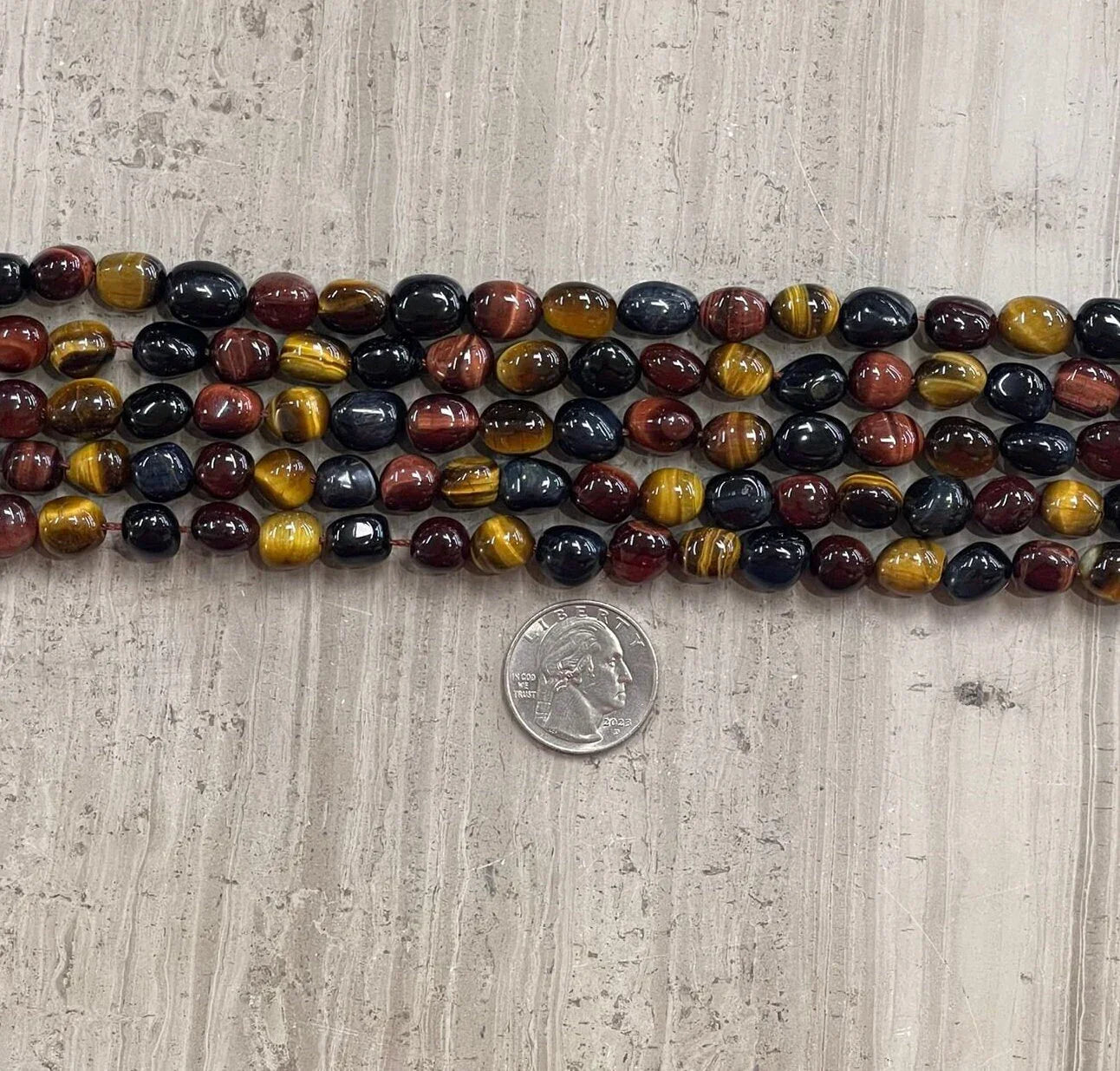 3-Color Tiger Eye AA Nugget Strands